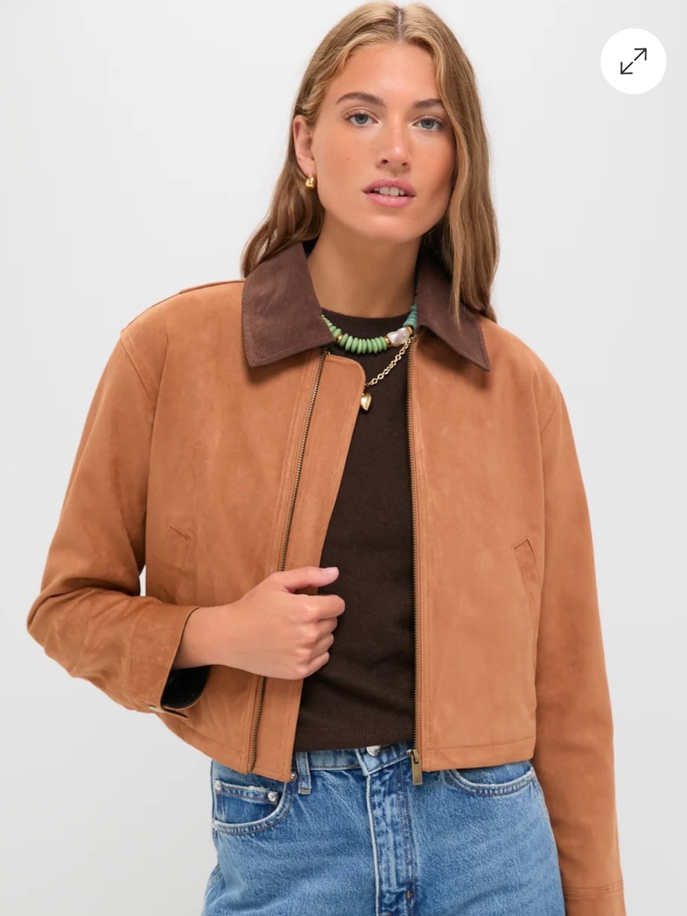 Like new // GREYLIN Camel Theo Suede Zip Up Chore Jacket